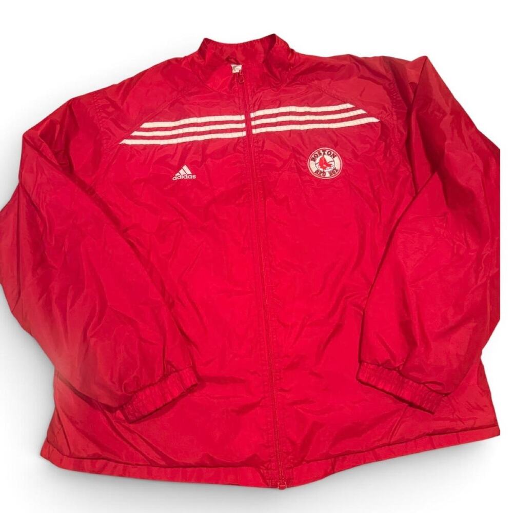Vintage 90s Boston Red Sox Adidas Windbreaker Jacket Red XL